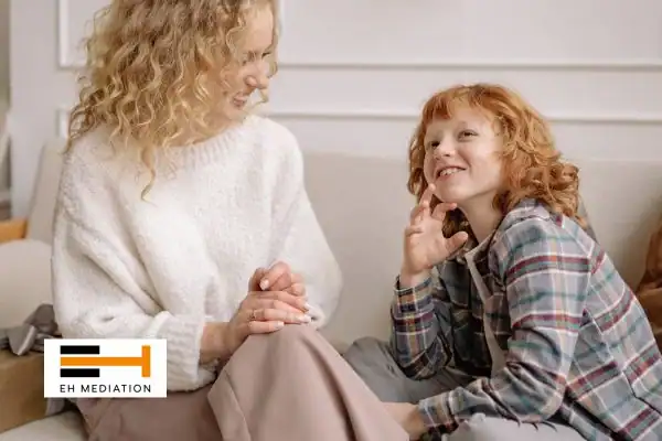 Happy mother and child after sorting child arrangements mediation Scunthorpe
