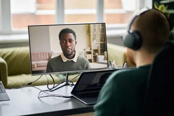 Man attending online mediation Scunthorpe MIAMS session